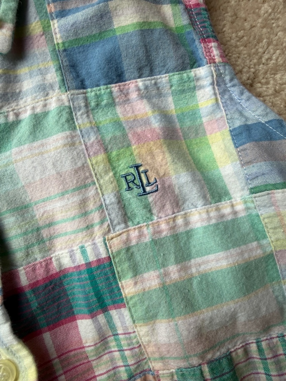 Lauren Ralph Lauren Pastel Patchwork Sleeveless Shirt Dress - Multi - Picture 3 of 6